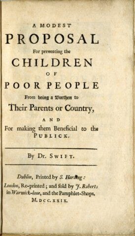 cover of Swift's Modest Proposal tract